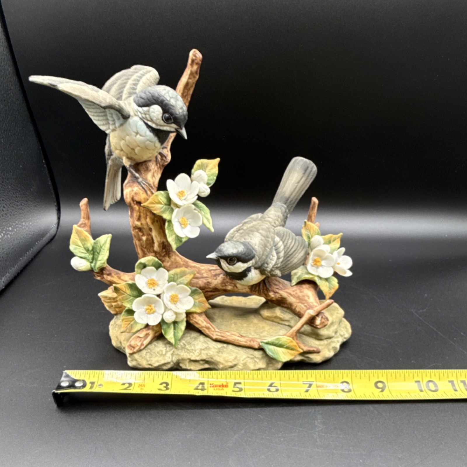 Andrea by Sadek porcelain black-capped chickadee figurine, hand painted, Japan