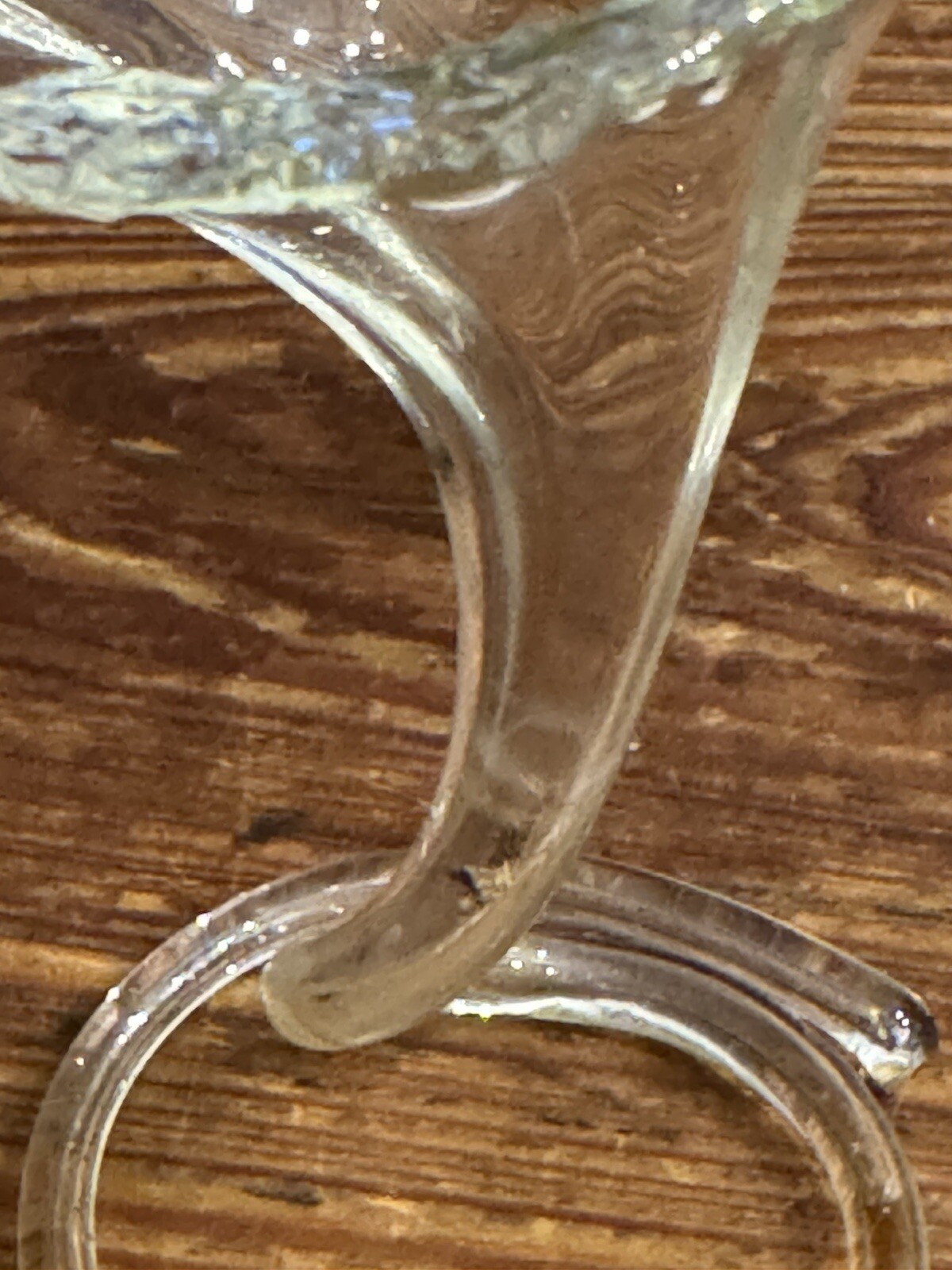 Vintage Free Standing Blown Art Clear Glass Twirl Base Lily Bud Vase