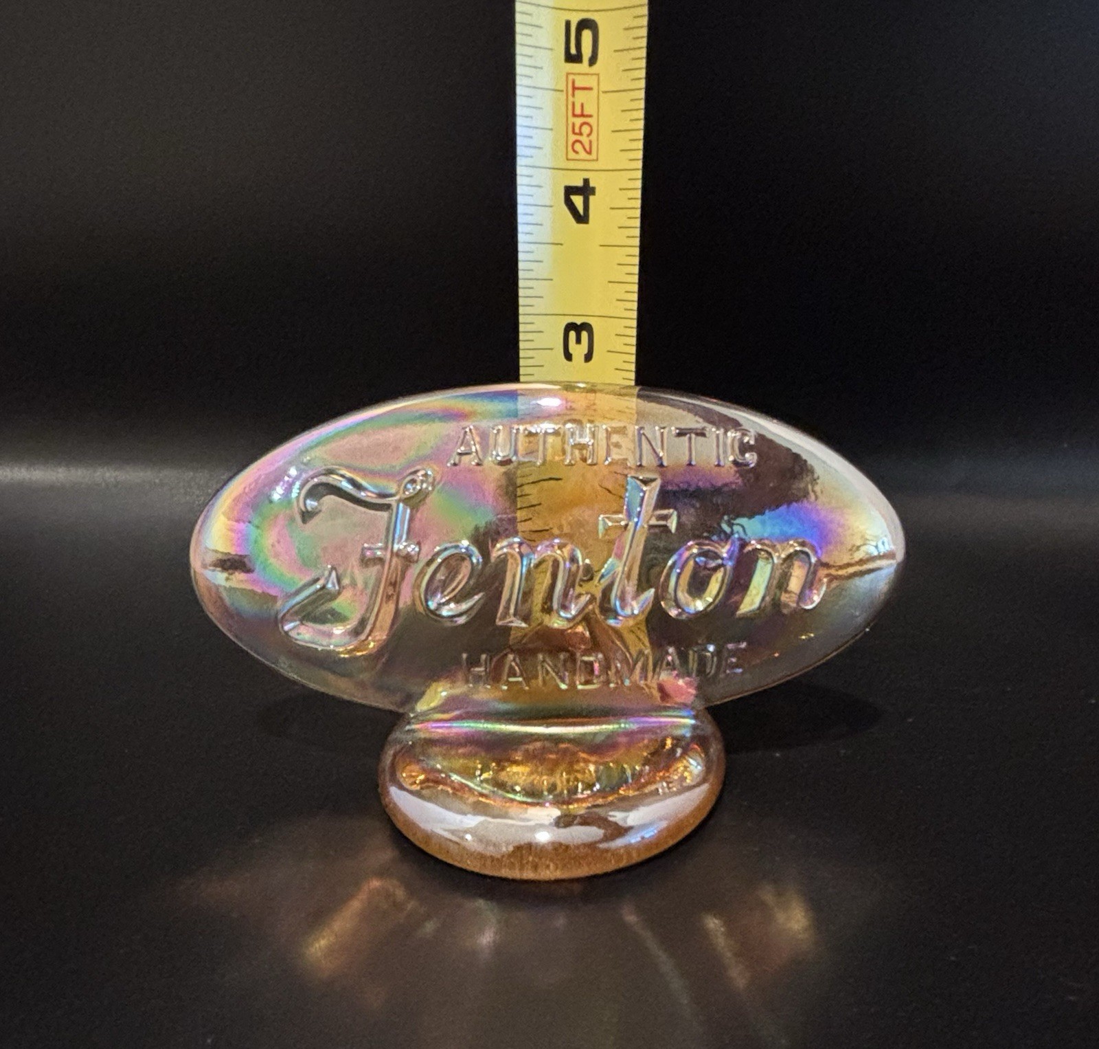 Fenton FAGCA Gold / Amber Iridized Glass Oval Logo Display Sign 1996