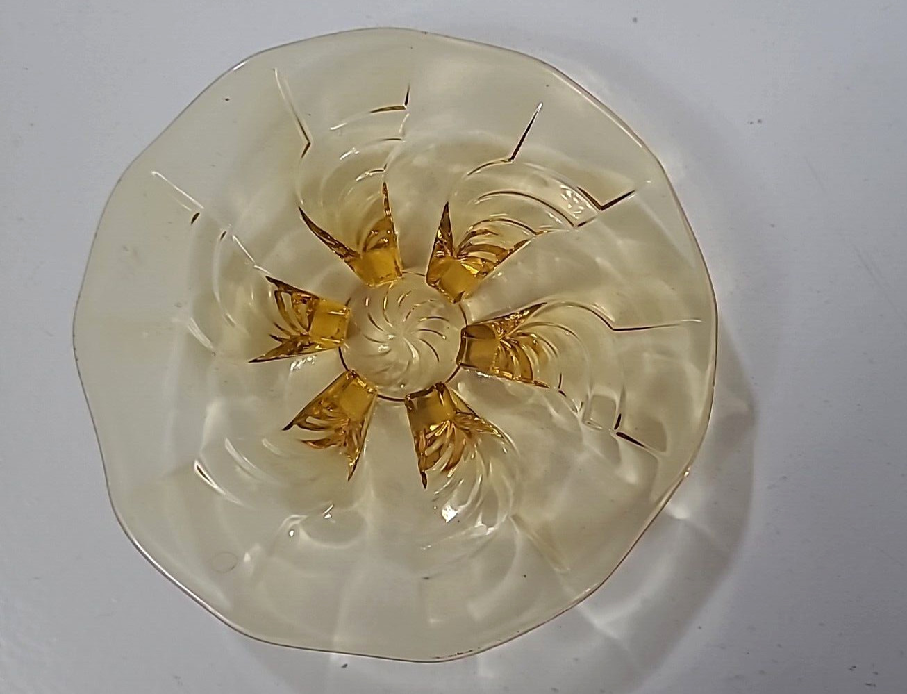 Small Vintage Amber Glass Small Plate Footed Dish 13 cm