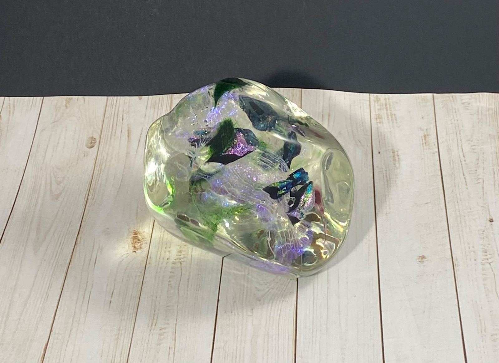 Timothy E Landers Paperweight Dichroic Glass “Moon Rock” 2 3/4 inch Bubbles
