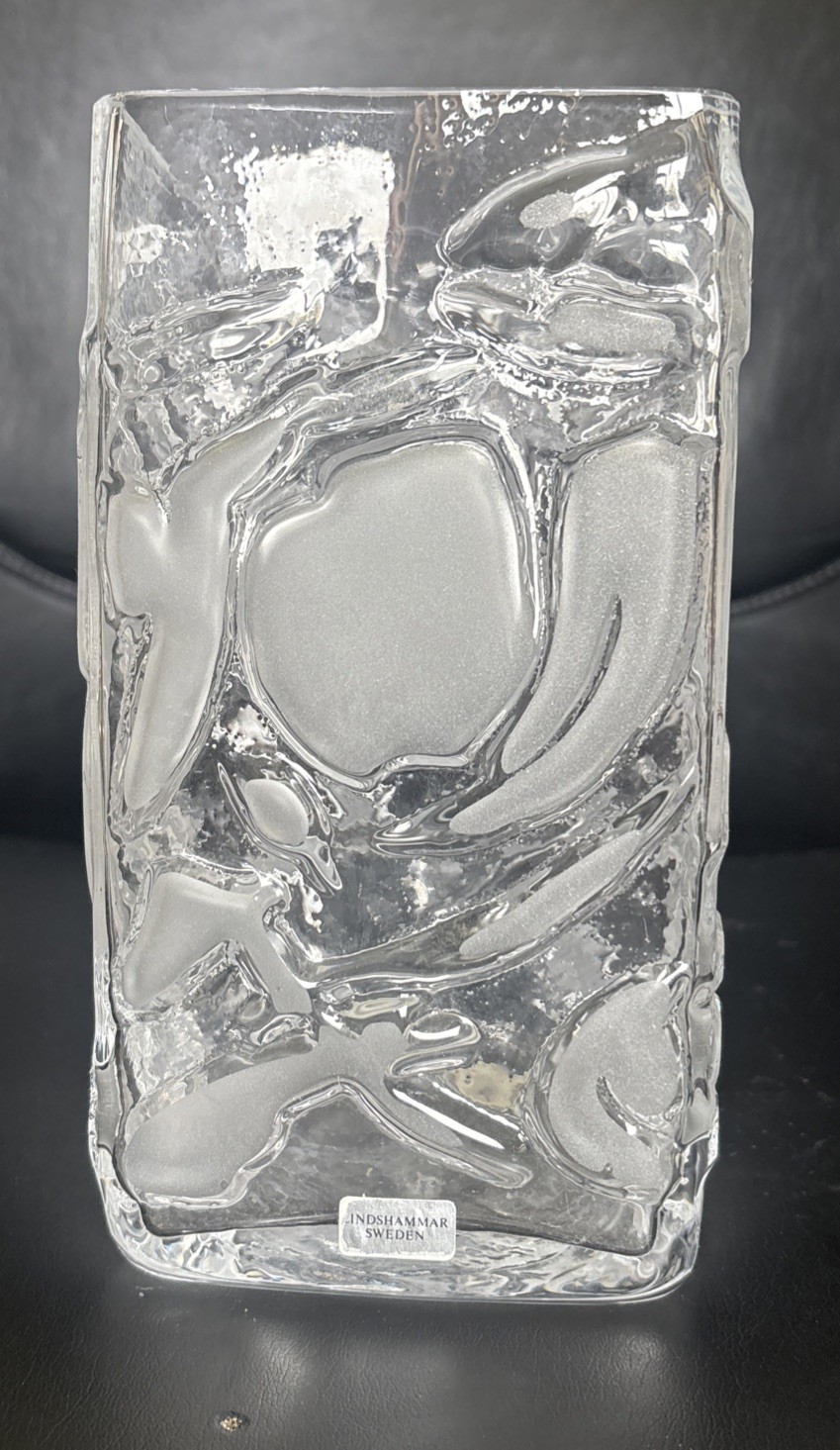 Vintage Lindshammar Sweden Art Clear Glass Vase