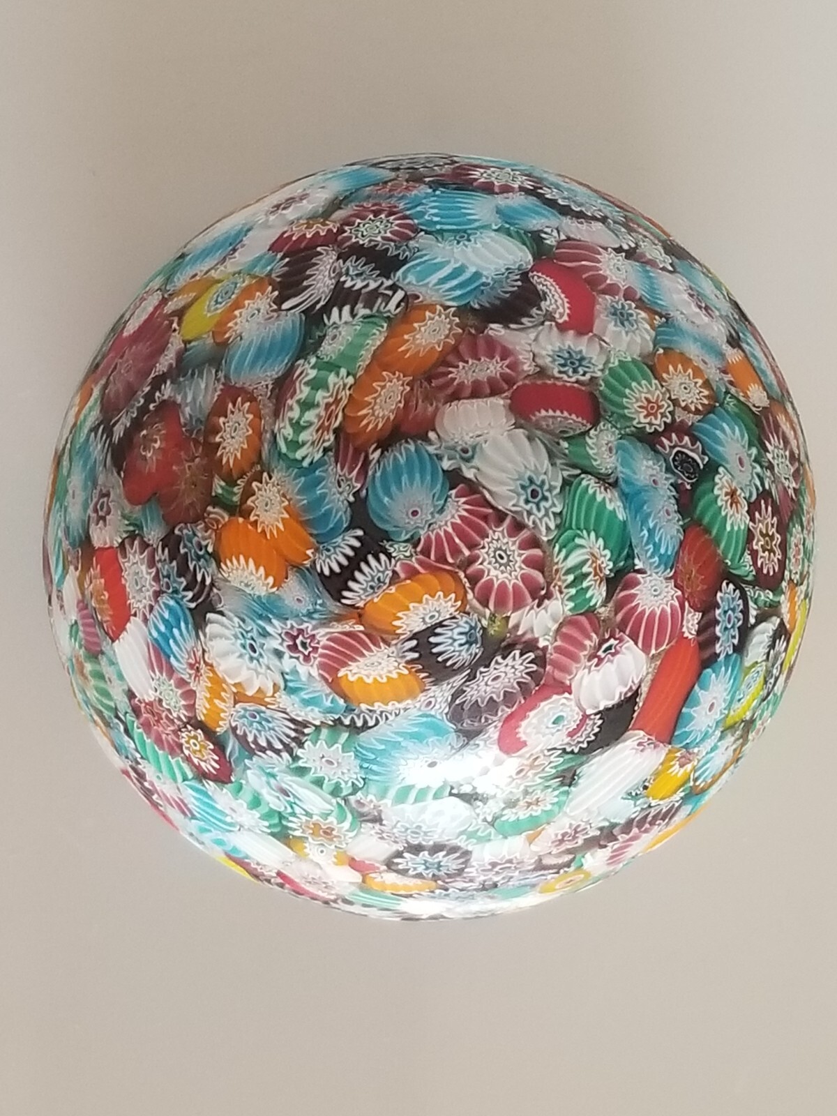 Murano Venetian Glass Millefiori Paperweight Murrines Matte Finish 3 1/4″ Toso?