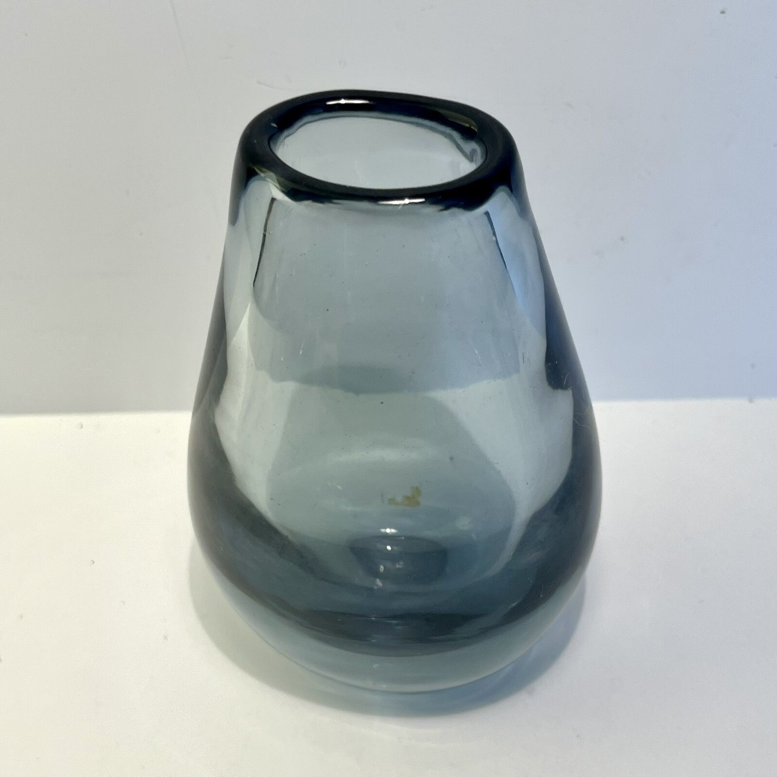 Kosta Glassworks Vase Hand Blown Glass Sweden Smoke Gray Vintage Decor Heavy