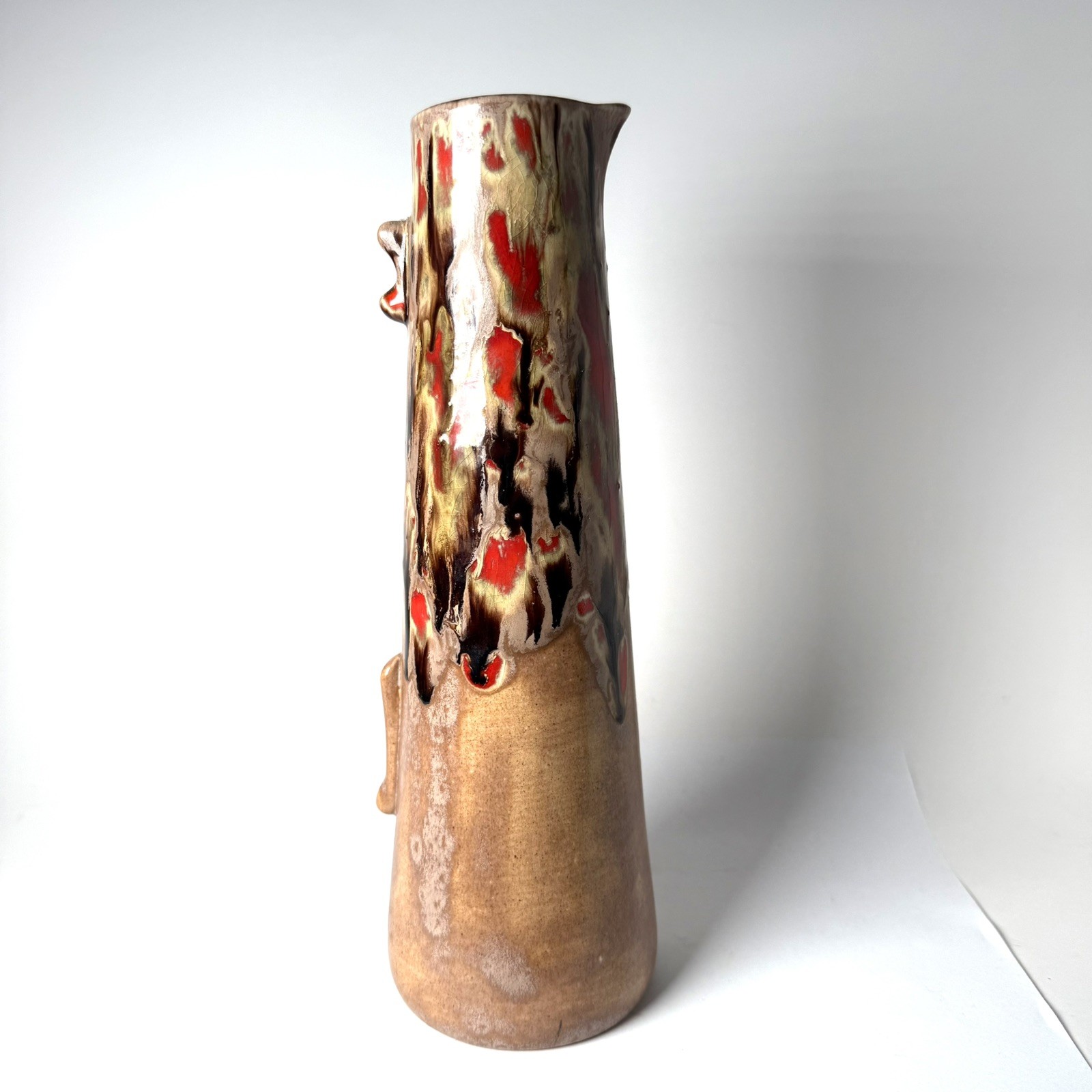 Wheaton Arts NJ Pottery Lava Glaze Tall Vase Signed Ruth Welsh 1974 9.75”