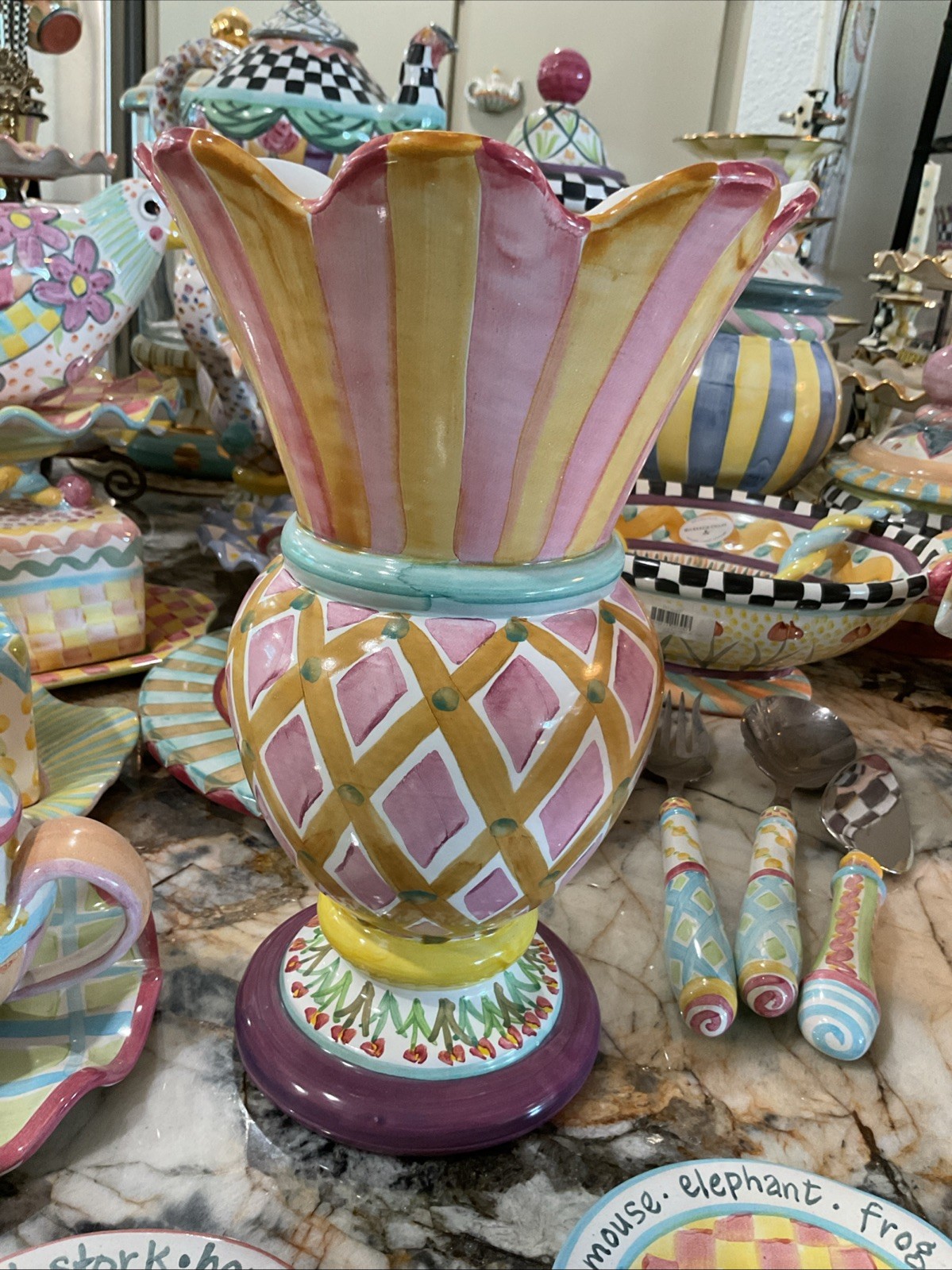 MacKenzie-Childs Taylor Odd Fellows Ceramic Great Vase