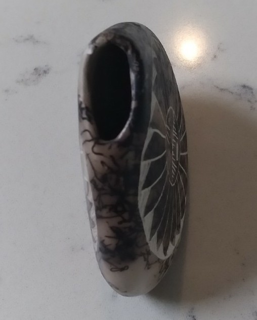 Vintage Navajo Horse Hair Miniature Pottery Vase Signed Approx. 3″ x 3″ READ