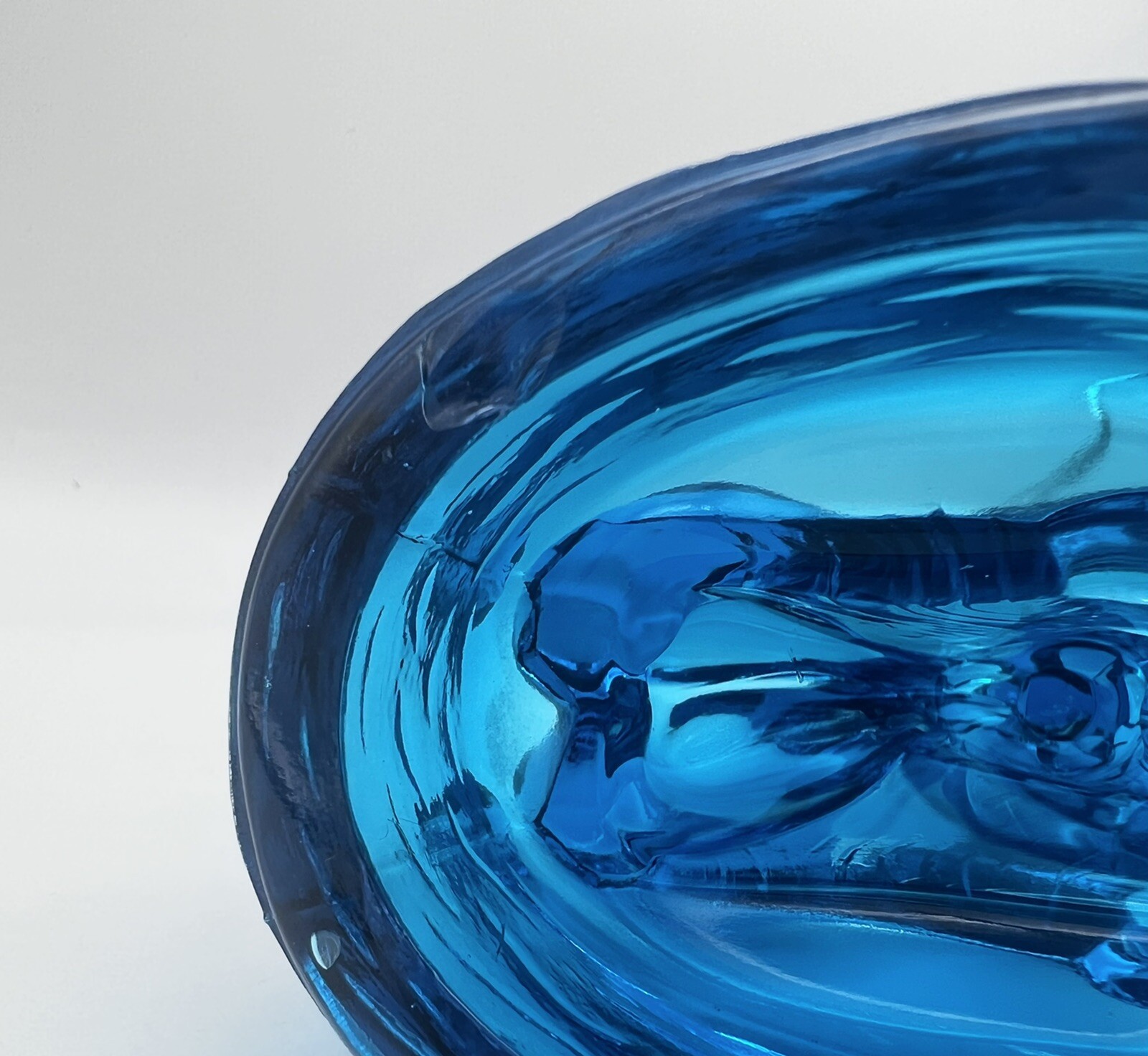 Vintage LE Smith Blue 3D Art Glass Child Girl Geese Decorative Figurine