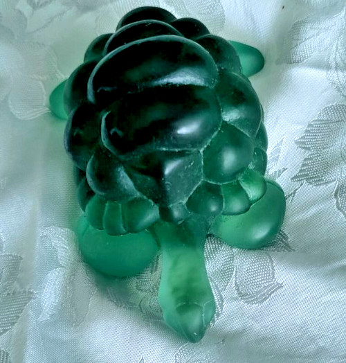 DAUM France Pate de Verre Green Tortoise
