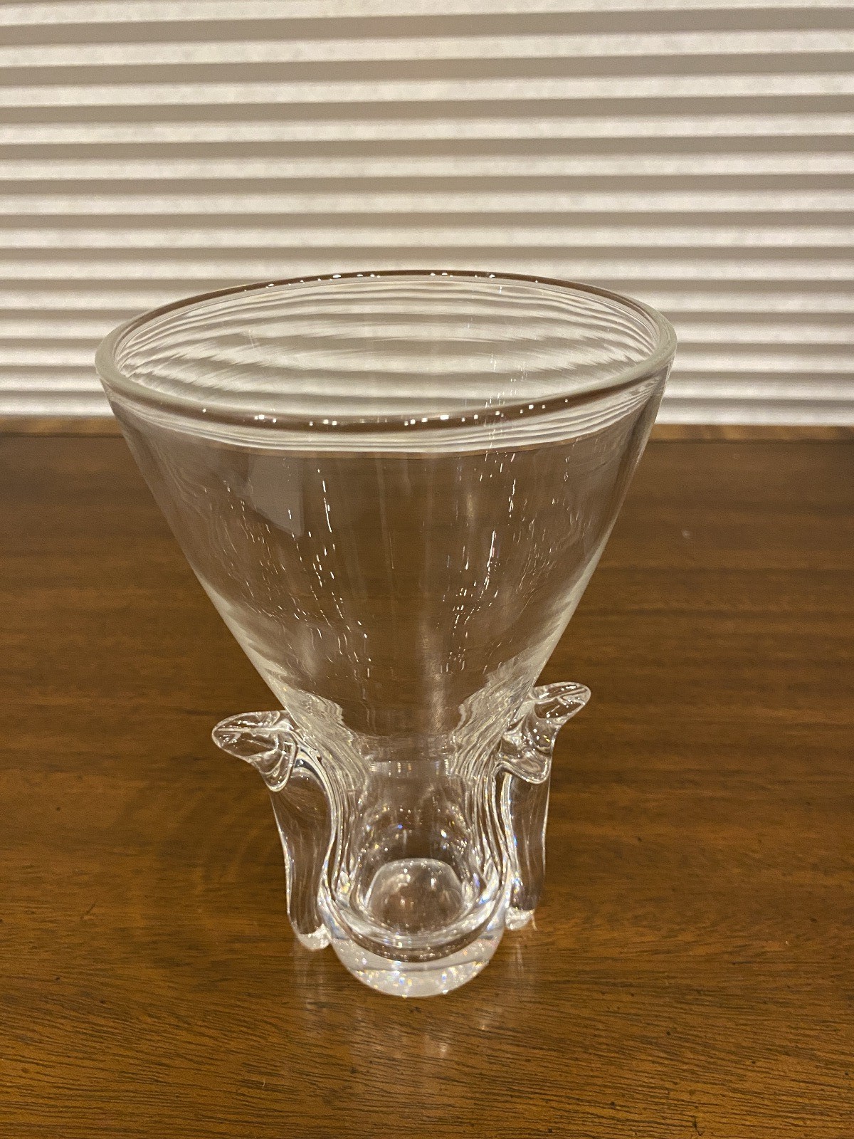 BEAUTIFUL VTG STEUBEN Lyre Crystal Vase By Lloyd Atkins SIGNED 7.75″H