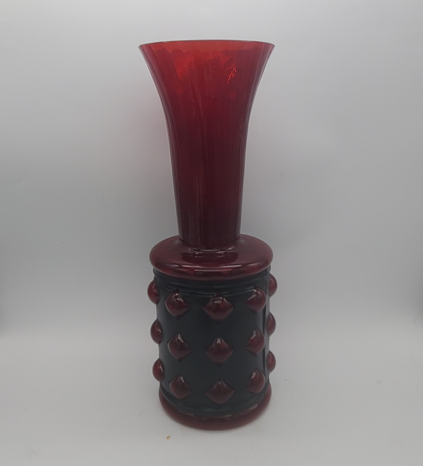 Filipe/Felipe Derflingher Handblown Caged Bubble Vase Recycled Glass Ruby Red
