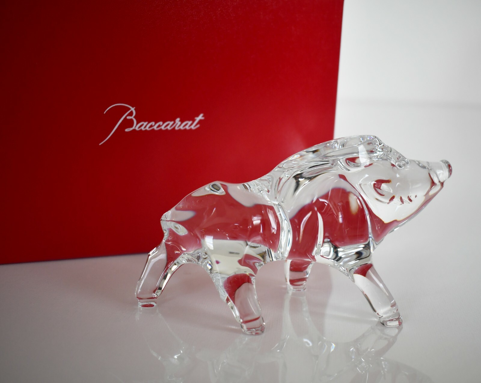 $280 New BACCARAT France Zodiac Crystal BOAR Pig Figurine Ornament Paperweight