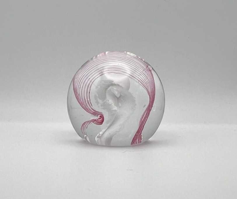 Caithness Glass Paperweight, Trapeze, Scotland, Pink and White Swirl, Valentine