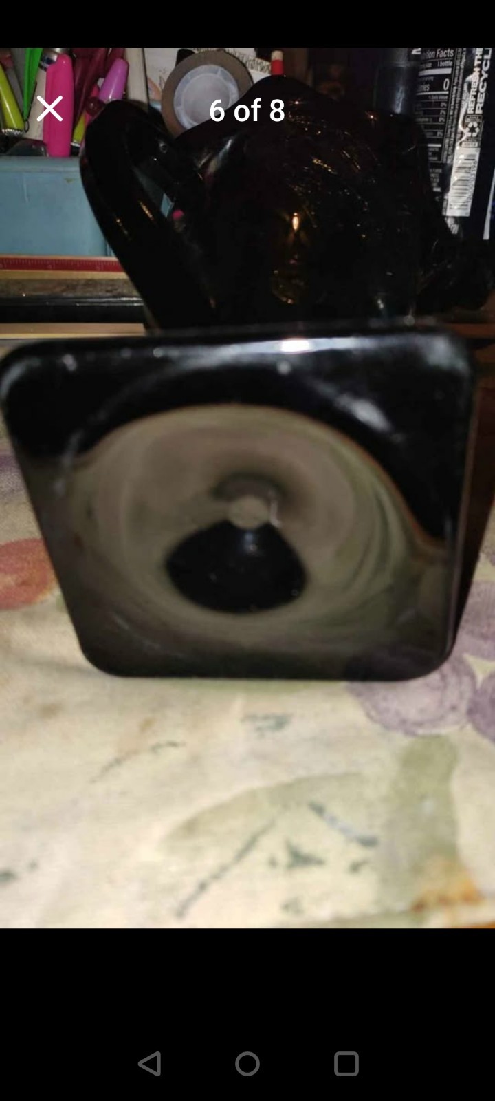 Vintage Art Deco Black Depression Glass Trophy Vase by L.E. Smith Co., 1930s