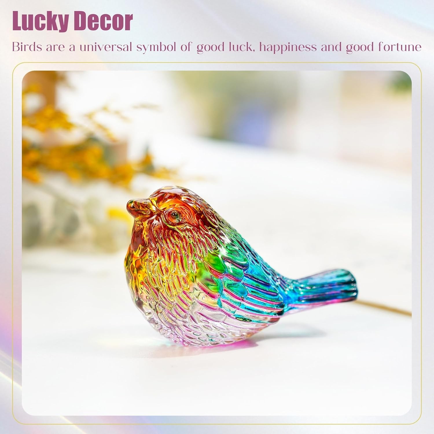 3″ Colorful Glass Bird Figurine Miniature Blown Glass Birds Bird Gifts for Bi…
