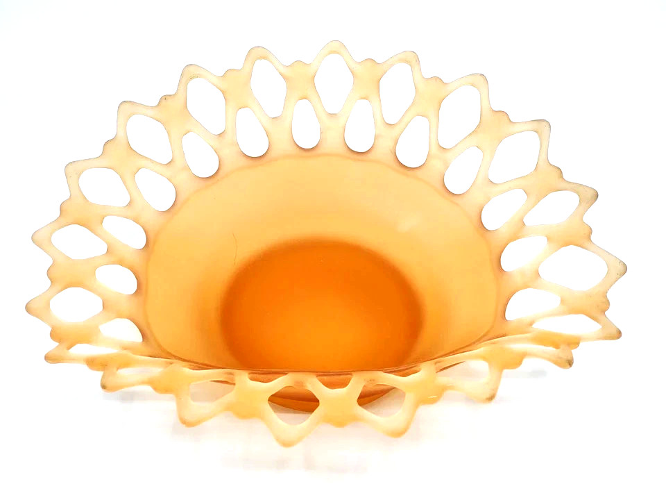 Westmoreland Doric Amber Mist Lace Edge Bowl Centerpiece MCM design