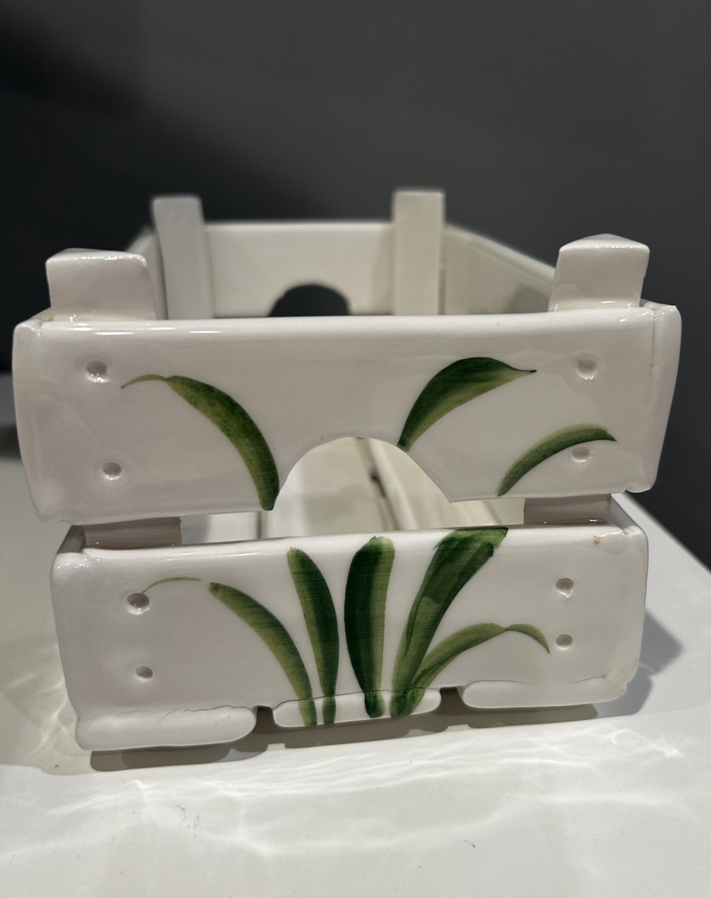 Vintage Italian Ceramic Crate Planter – Hand Painted Floral Tulips Easter Italy