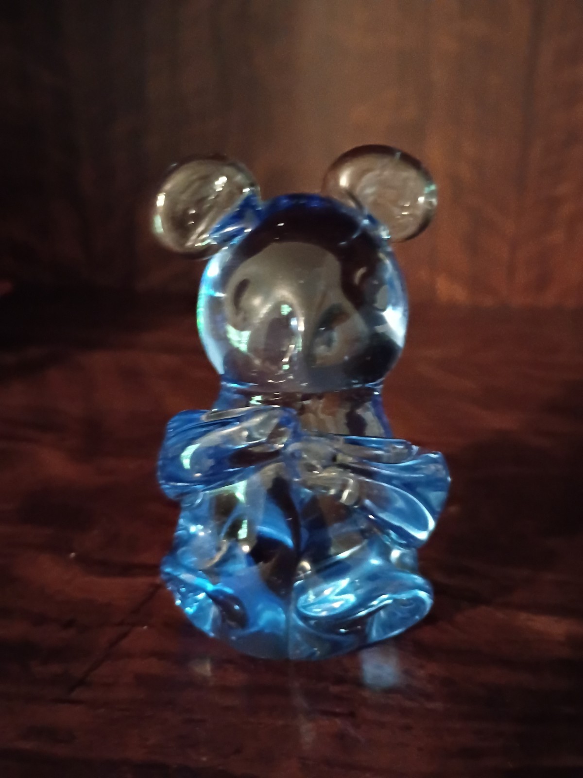 VTG US Commemorative Fine Art Gallery Blue Glass Bear Koala Paperweight 3″