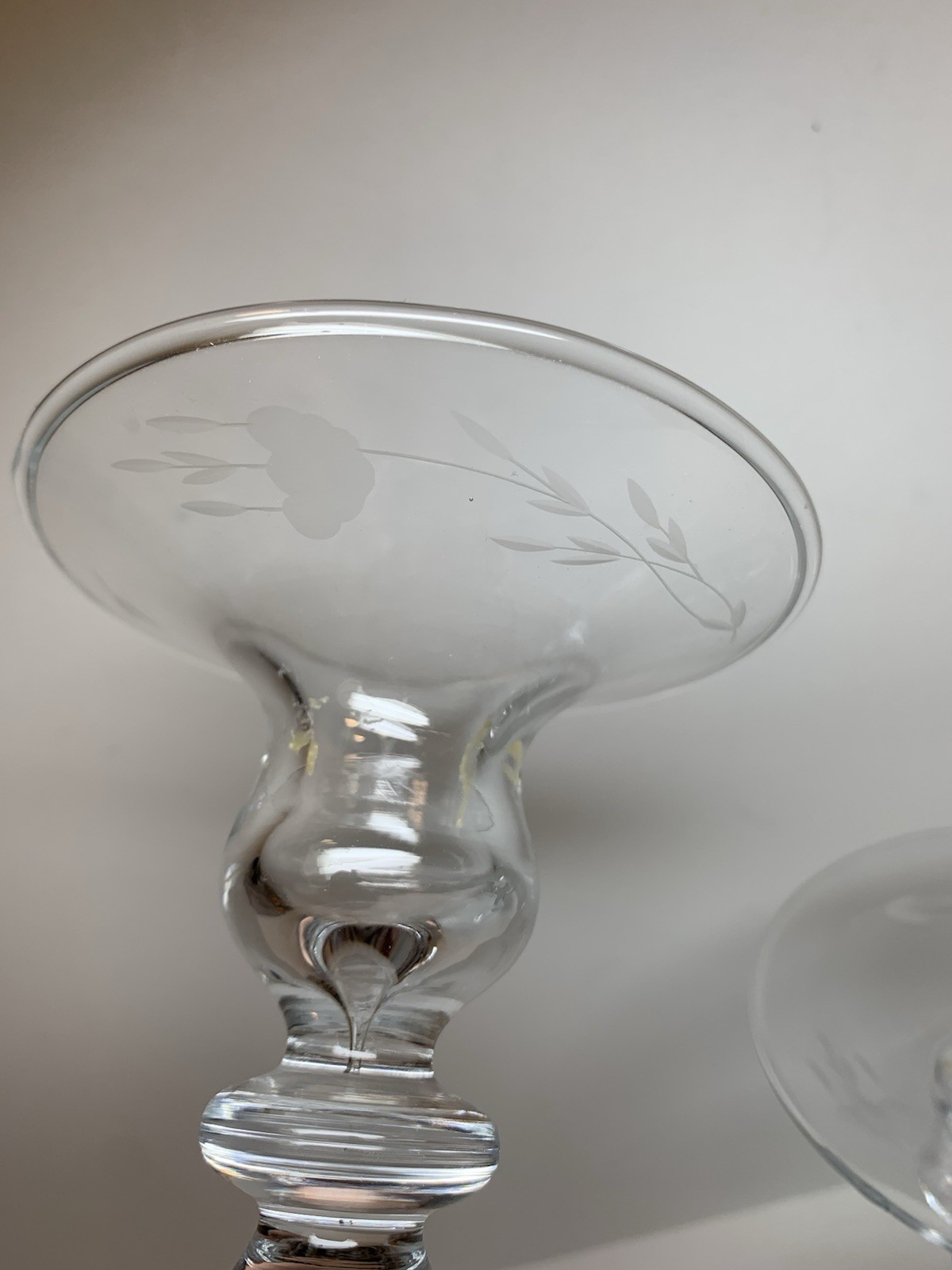 Princess House Heritage Crystal Candle Holder Pair Clear Floral Home Table Decor