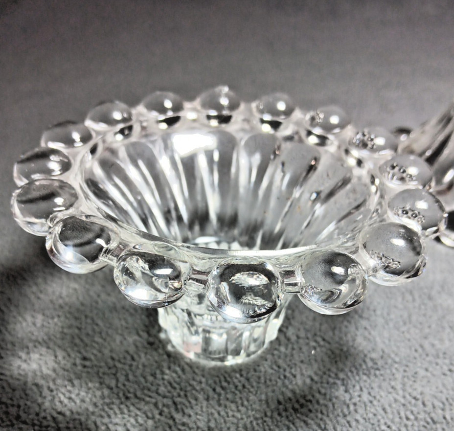 Vintage Anchor Hocking Pair of Berwick Boopie-Bubble Candle Holders Clear Glass