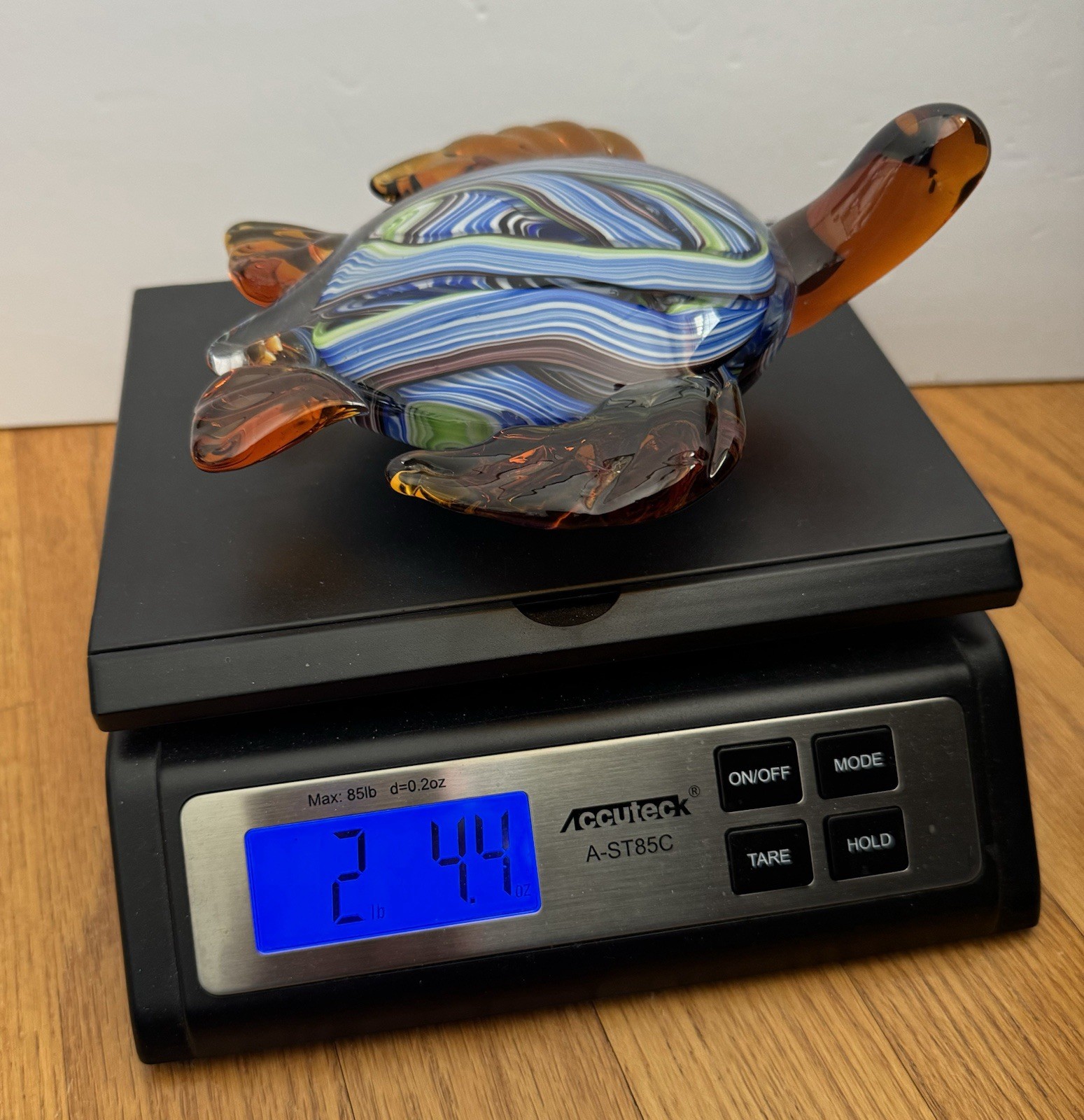 Hand Blown Glass Sea Turtle Paperweight / Figurine Murano Style Multicolored