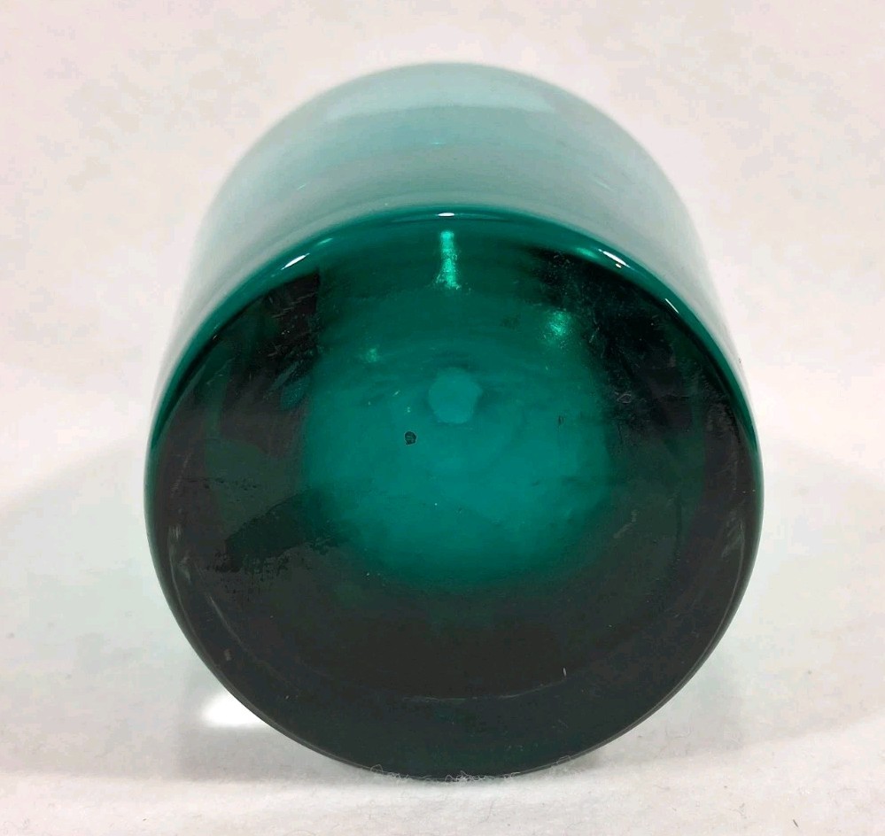 vintage 1960s art glass 10″ vase mid century modern teal blue