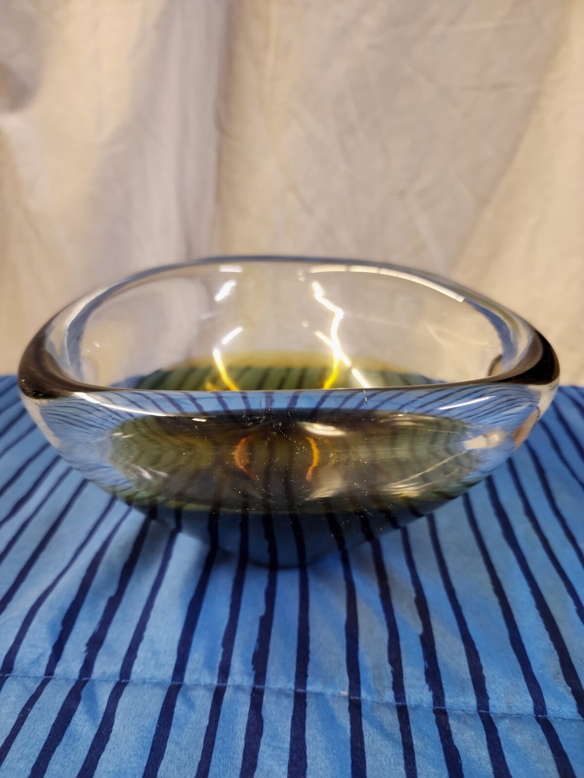 Murano Seguso clear bowl with Sommerso Gold could possible be Stueben glass?