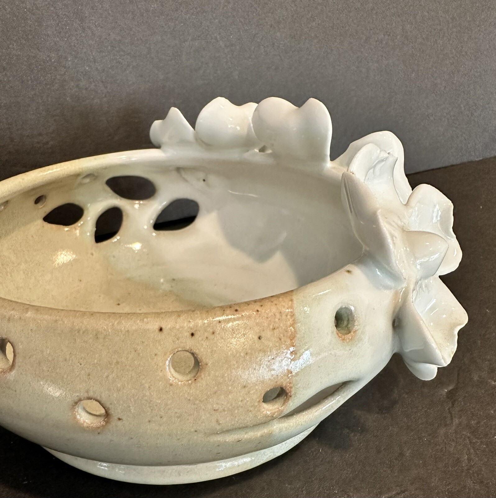 Studio Art Pottery Green Floral Porcelain Luminary by Ruben Ruiz Applied Flowers
