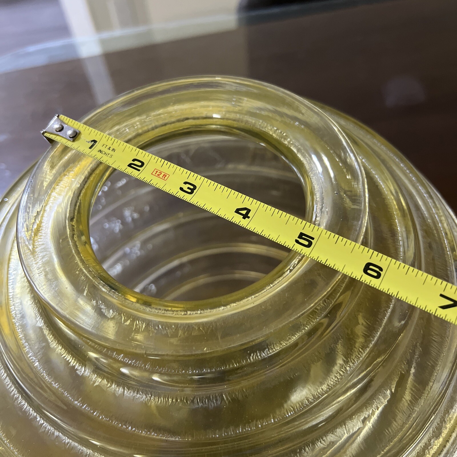 Huge Daum Nancy Art Deco Etched Citrine Spherical 10.5” H, 12” D .Marked