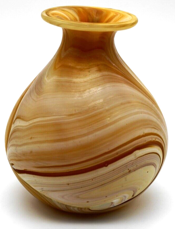 Beautiful Natural Stone like Caramel Swirl and Amber Textured Glass Vase