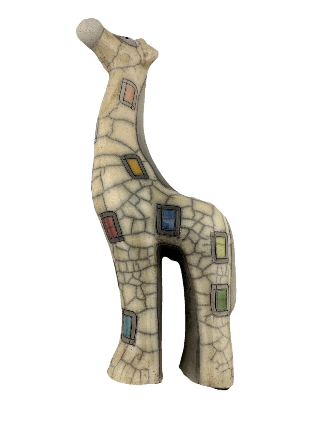 Vintage Fenix Raku Giraffe Pottery Figure South Africa Mosaic