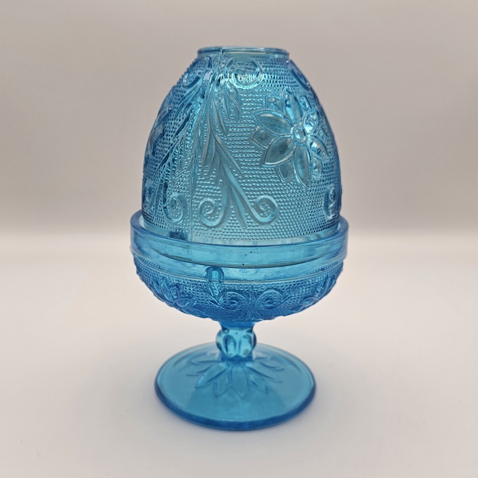 Indiana Glass Tiara fairy lamp in the Horizon Blue color-UV Reactive-See pics