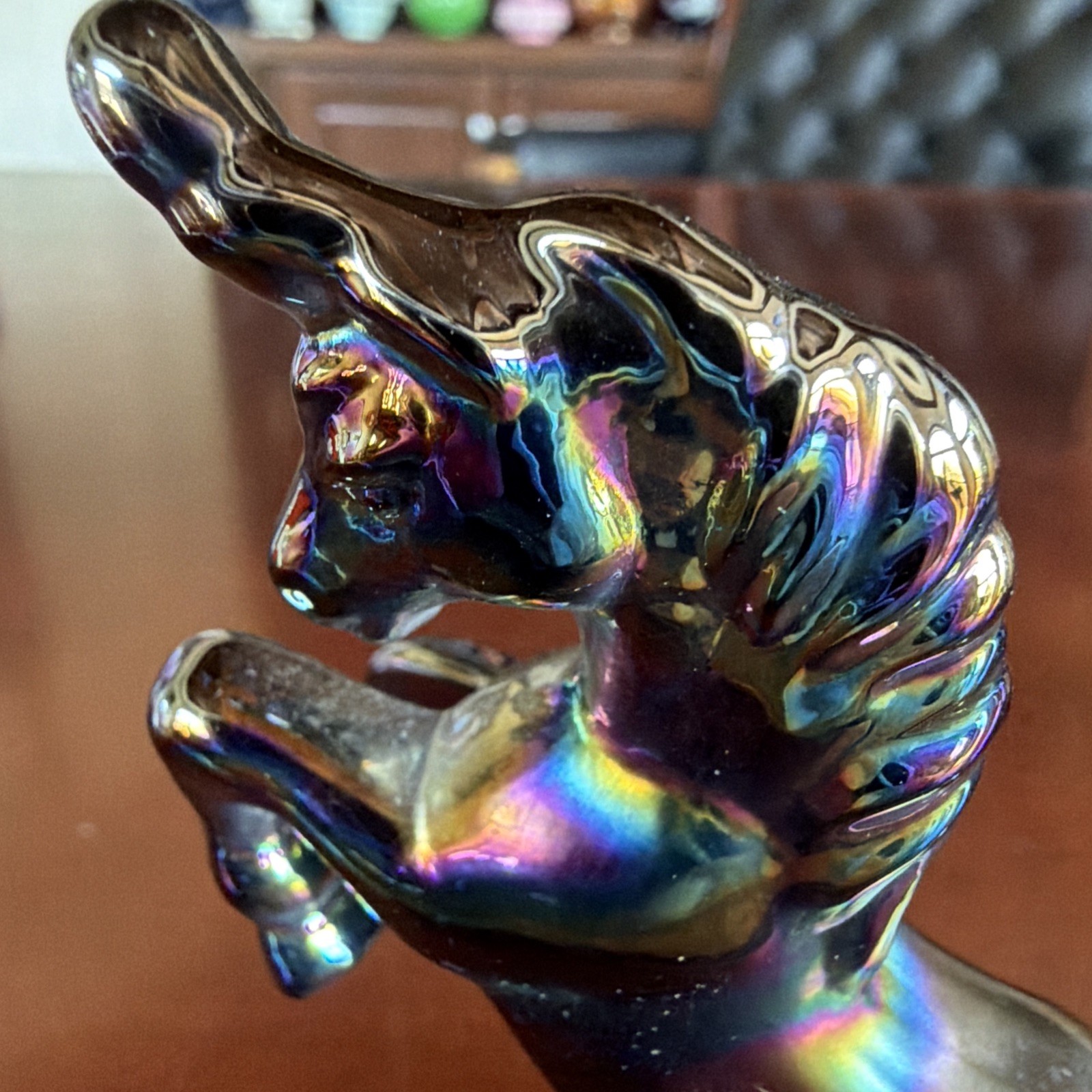 Brilliant Fenton Black-Ebony Iridescent Carnival Unicorn Limited 1-Year Run Sign