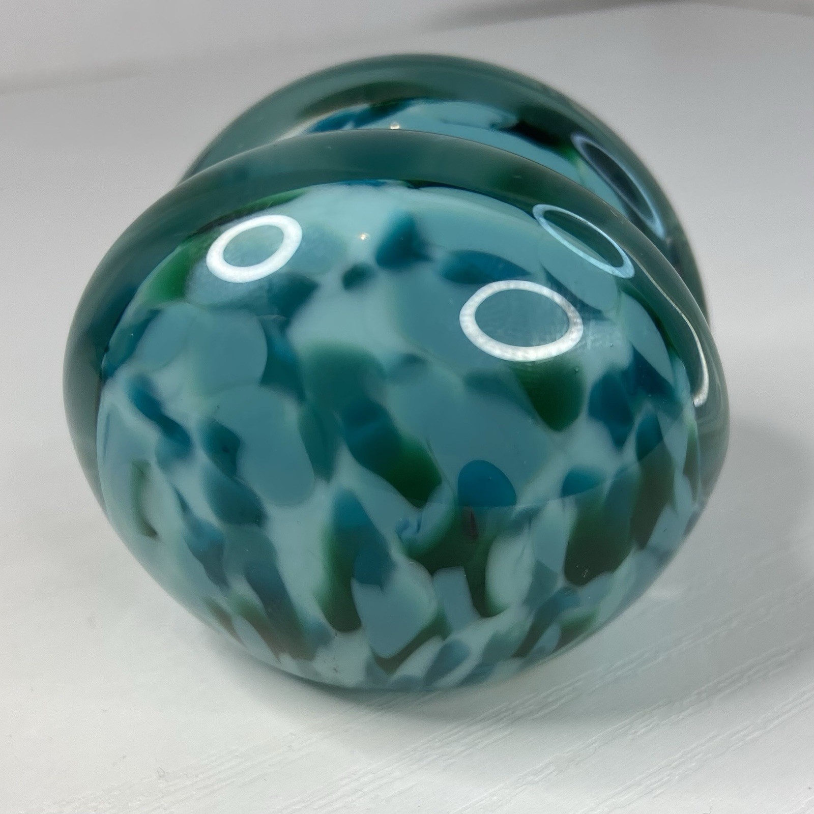 Glass Eye Studio Murano Style Bussines Card Holder Paperweight Blue Green Glass