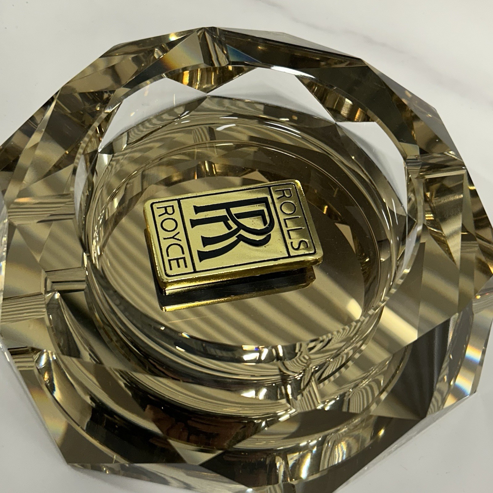 Rolls Royce Glass Ashtray for Cigar Cigarettes etc Vintage Collectible VIP Gift