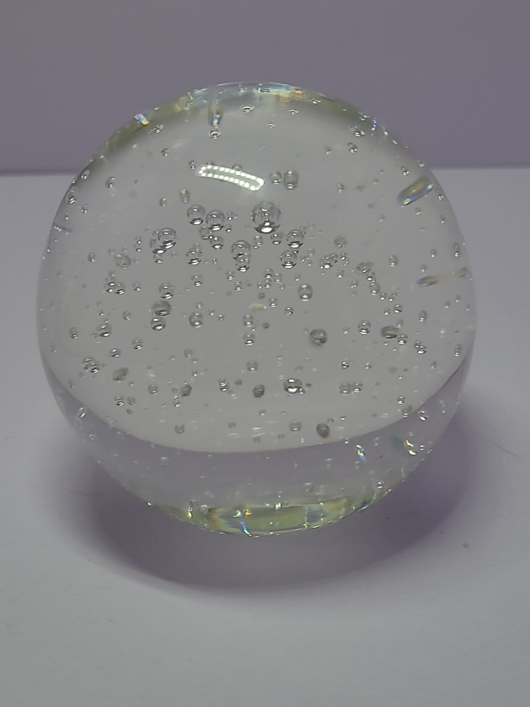 Clear 3.25 Inch Glass Bubble Art Decorative Paperweight Round Ball