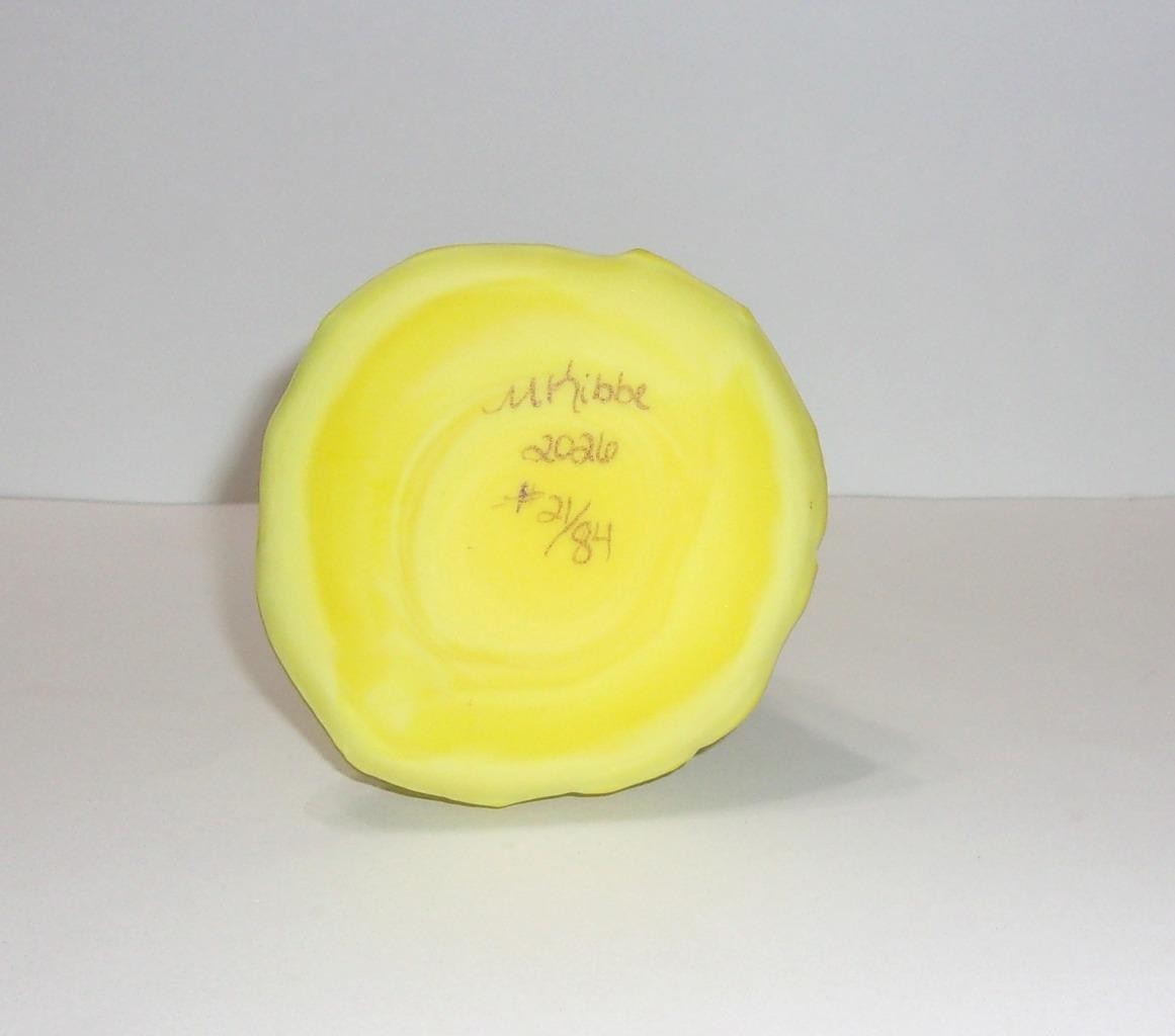 Fenton Glass Dandelion Yellow Hibiscus Sip Owl Figurine Ltd Ed #21/84 Kibbe