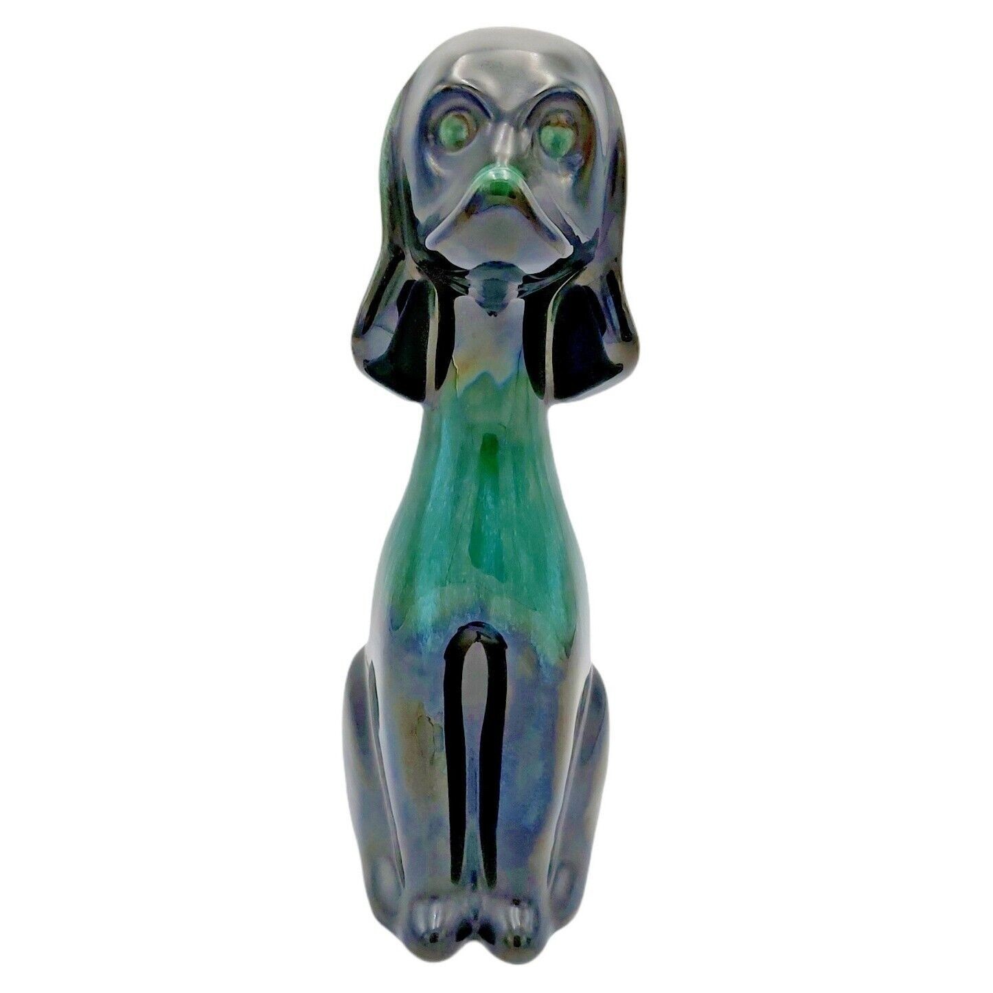 Blue Mountain Pottery Hound Dog 14 inch Tall Canada Drip Glaze Vtg