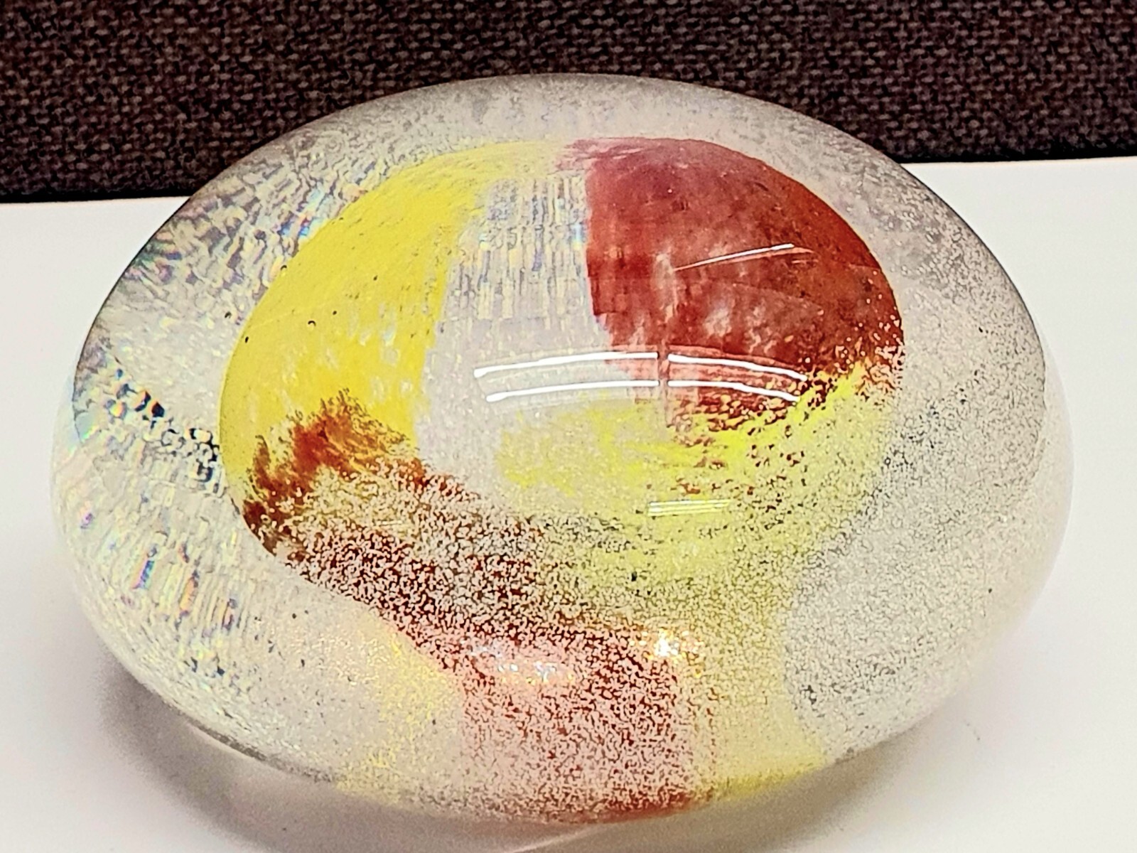 Paperweight Art Glass Murano? Unsigned Sommerso 2.7 lbs Heavy 4.5 in wide VTG