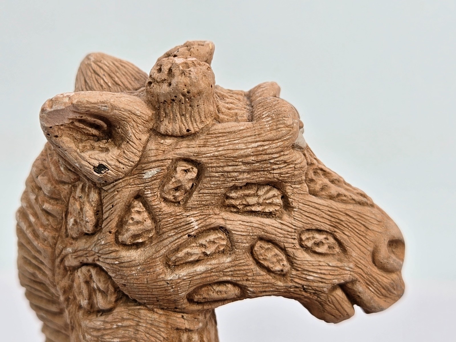 Vintage Whimsical Giraffe Pottery Figure Signed DJ 1980s Figurine 4 In x 4 In