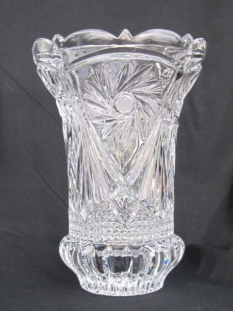 Imperlux Cut Crystal Vase HEAVY 5 Lb 7 0z 1970’s Poland 9″ CLR# 17