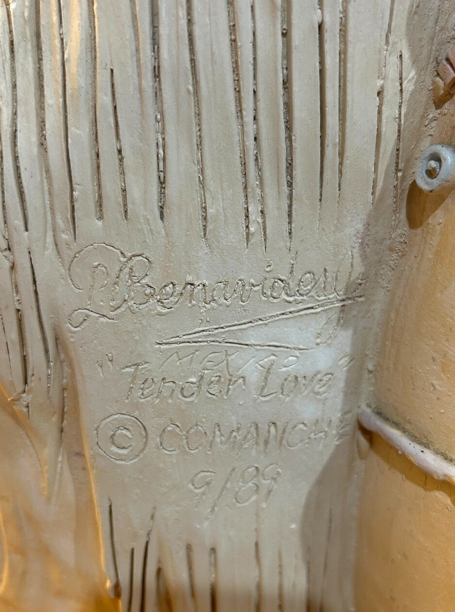 Vtg L. Benavides Jr. Comanche “Tender Love” Statue Vase Planter 9/89 15”