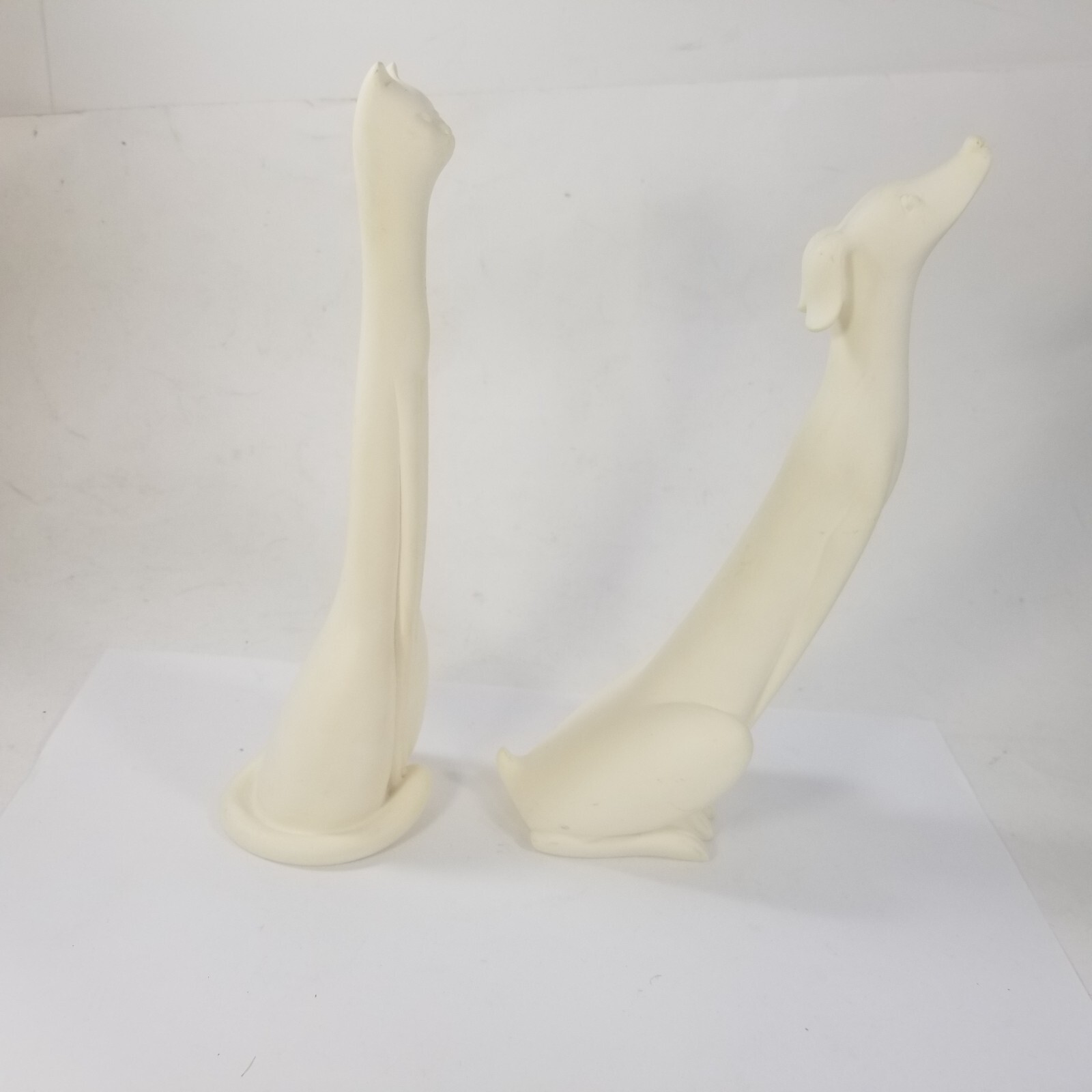 Vintage MCM Cat & Dog Pair Carving Statue Figurine Figure 8-9″