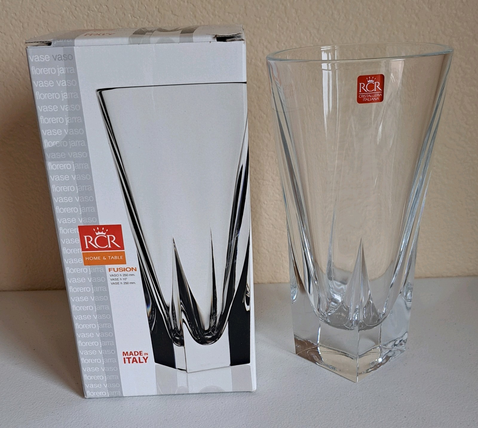 RCR Home & Table Fusion 10″ Crystal Vase Made In Italy