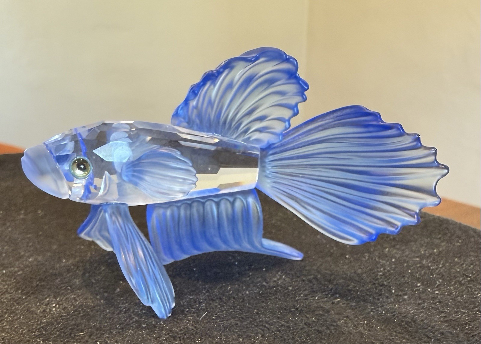 Swarovski Blue Glass Fish Figurine Glossy Decorative Collectible