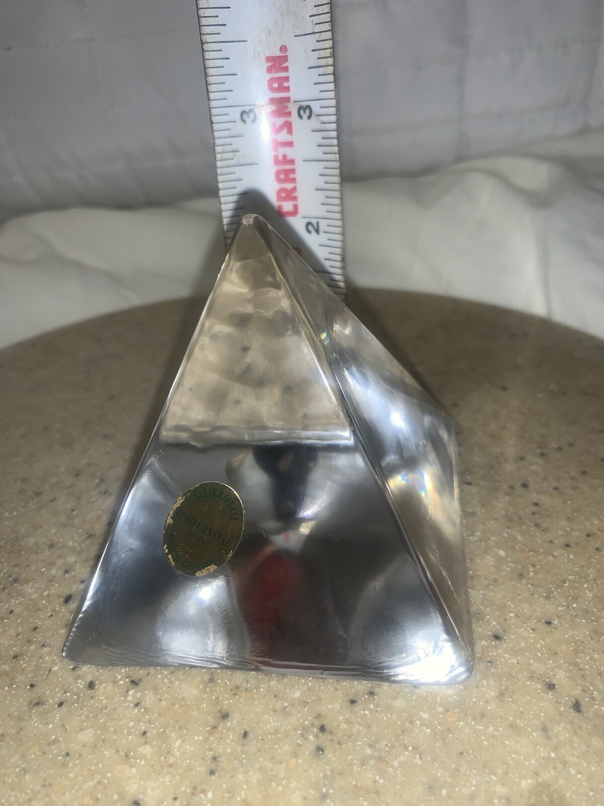 VTG Bleikristall Lead Crystal Glass Paperweight 24% PbO Pyramid Shape