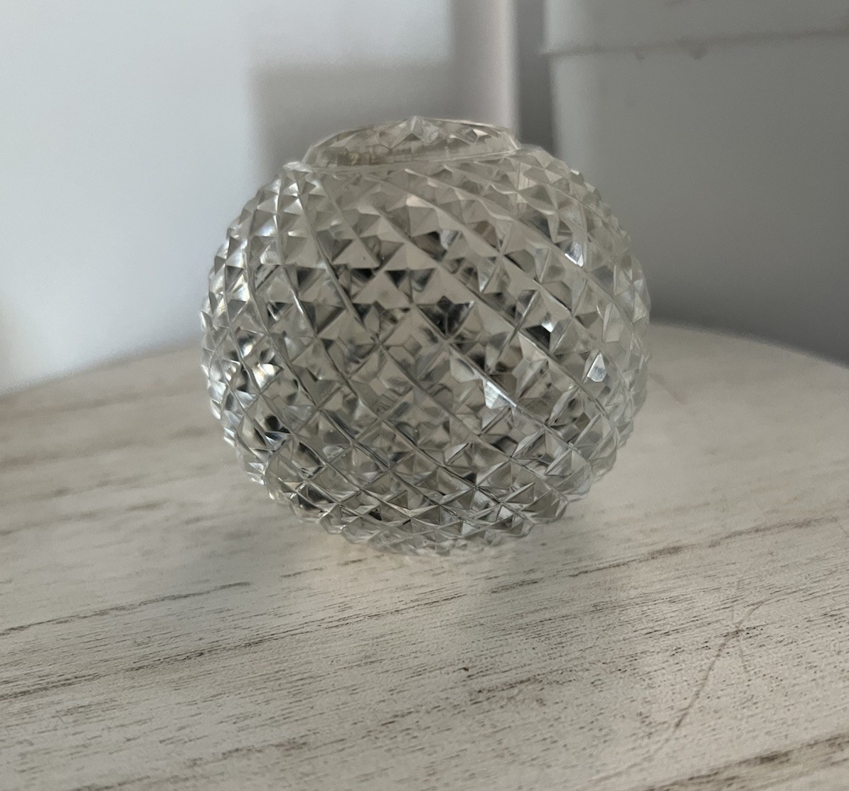 Vintage Cut Crystal Ball Sphere Clear Round Ball Paperweight 3”