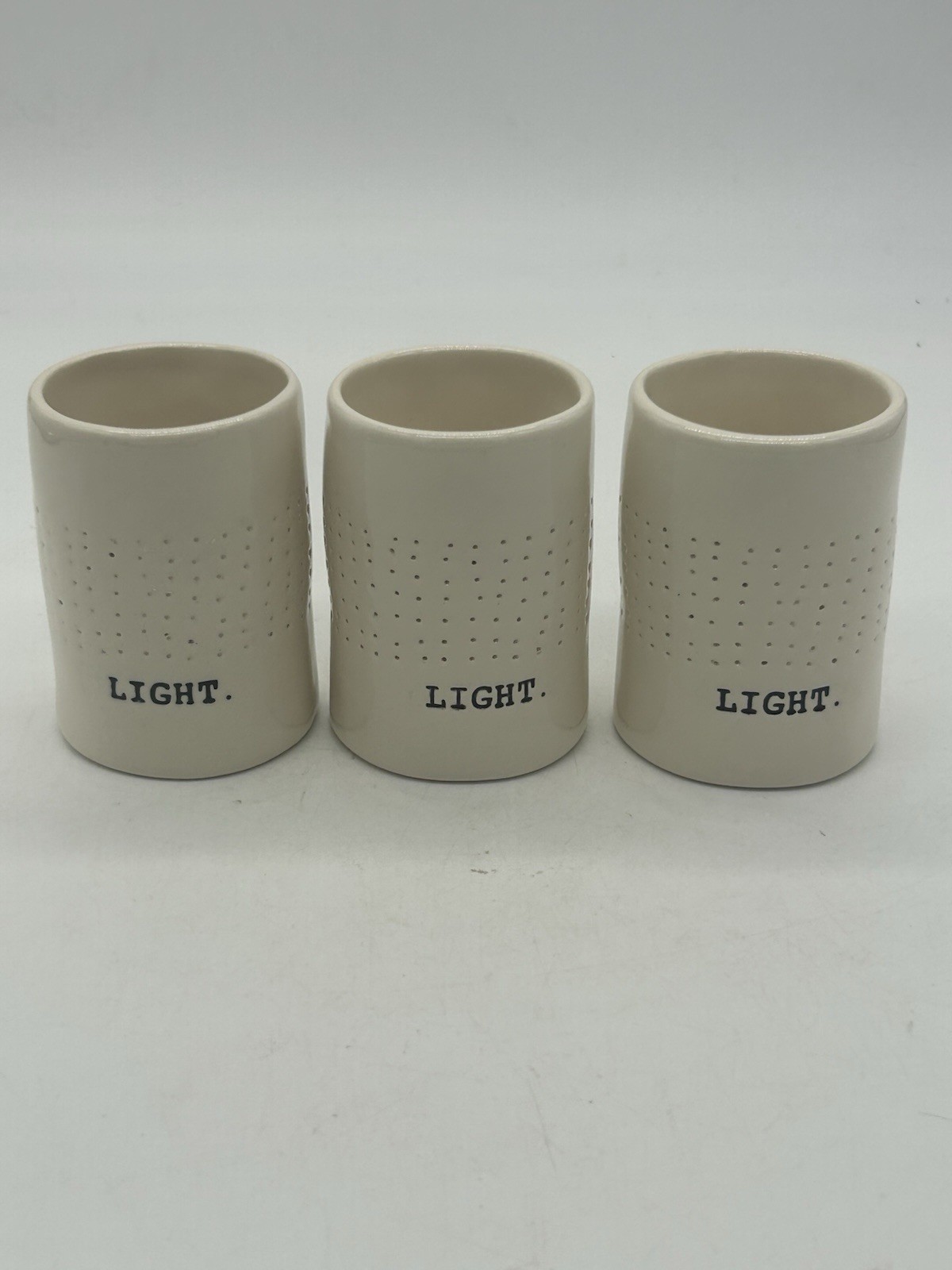 Rae Dunn Magenta LIGHT Early Candle Holder Votive Typewriter Font (Set of 3) VTG