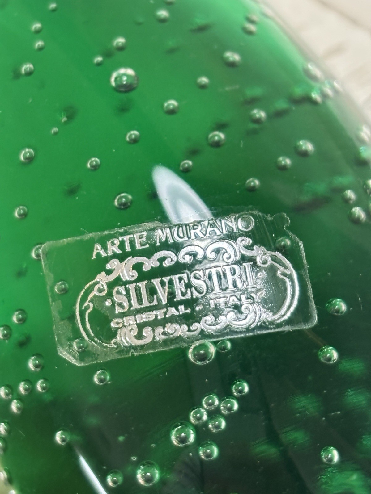 Vintage Murano Silvestri Green Bird Bubble Arte Made in Italy Weight