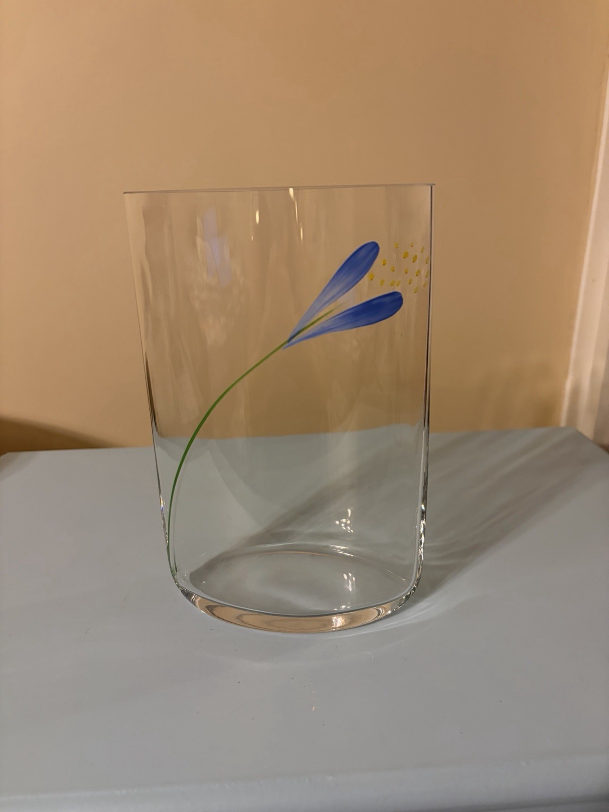 Orrefors Crocus Crystal Vase Hand Painted Signed